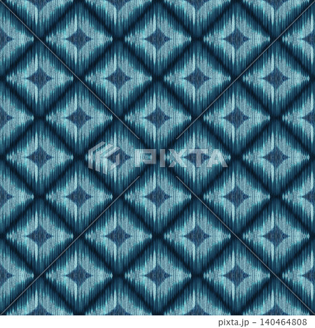 Abstract ikat seamless pattern with diamond shape grid. Hand drawn monochrome light blue brush stroke texture background. Modern design for wallpaper or textile. Decorative ornament trendy surface. Abstract ikat seamless pattern with diamond shape grid. Hand drawn monochrome light blue brush stroke texture background. Modern design for wallpaper or textile. Decorative ornament trendy surface. 140464808