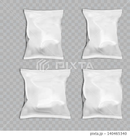 White Foil Snack Bag Packaging Mockup Set Vector 140465340