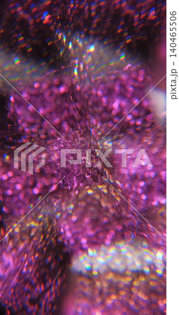 Defocused gleam glimmer. Bokeh light. Purple silver colorful lens crystal flare leaking on illuminated optical art abstract background. 140465506
