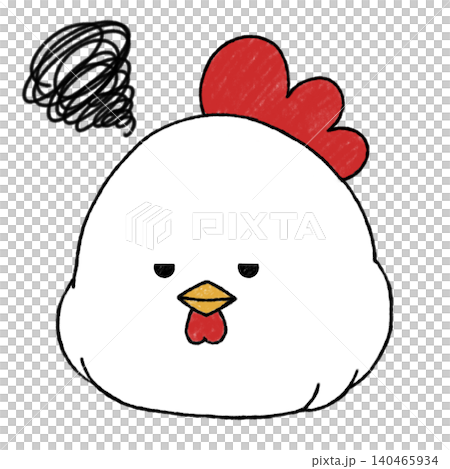 落ち込んだ表情のかわいいニワトリ|がっかりした手描き風イラスト 落ち込んだ表情のかわいいニワトリ|がっかりした手描き風イラスト 140465934