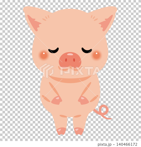 お辞儀するブタキャラクターイラスト 140466172