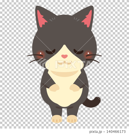 お辞儀するネコキャラクターイラスト 140466173