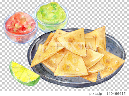 Watercolor illustration, hand-drawn illustration, taco party 140466415