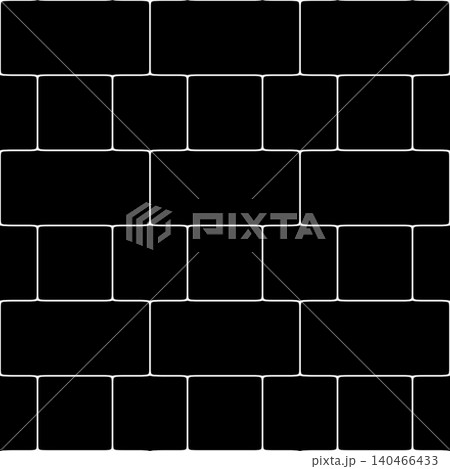 Modern Geometric Brick Wall Pattern White Lines on Black 140466433