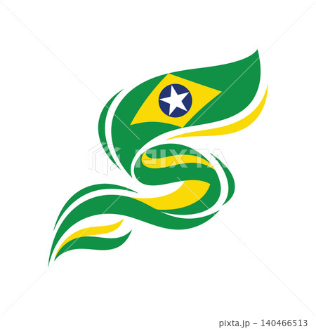 Abstract Brazil Flag Ribbon and Floral Swirls Independence Day Design Abstract Brazil Flag Ribbon and Floral Swirls Independence Day Design 140466513