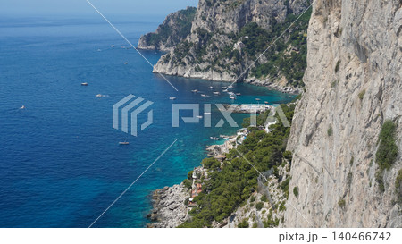 Beautiful coastline in Marina Piccola, Capri. Aerial view 140466742