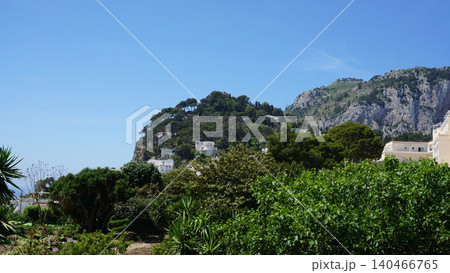 Coastal slopes of the island Capri with luxurious villas located on them. Coastal slopes of the island Capri with luxurious villas located on them. 140466765
