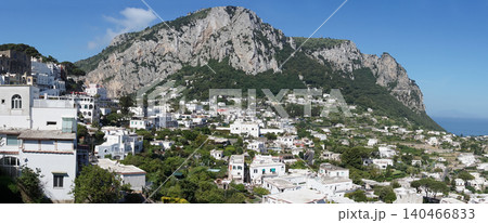Coastal slopes of the island Capri with luxurious villas located on them. Coastal slopes of the island Capri with luxurious villas located on them. 140466833