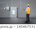 Asian engineer or technician with battery energy storage system for residential used 140467531