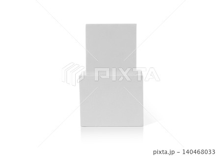 Two white blocks create a clean product display, isolated, PNG 140468033