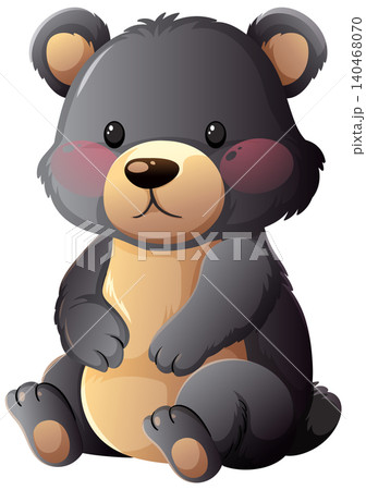 Cute Cartoon Bear Cub Sitting with Blush Cheeks 140468070