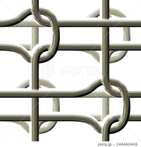 Silver Metallic Link Fence on White Background Silver Metallic Link Fence on White Background 140468448
