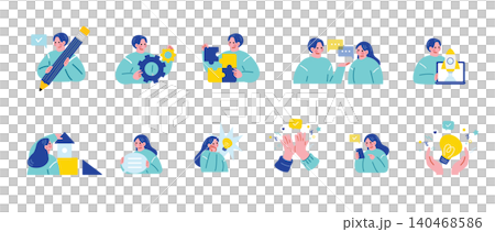 ビジネスパーソンのイラストセット ビジネスパーソンのイラストセット 140468586