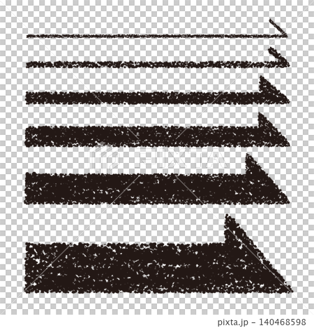 手描きのクレヨン素材　いろいろな太さの矢印セット 140468598