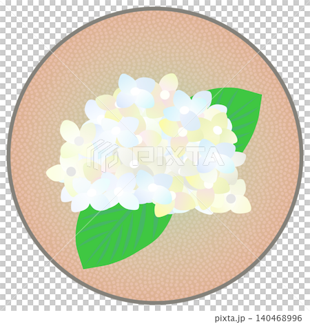 Hydrangea illustration with a circular background Hydrangea illustration with a circular background 140468996