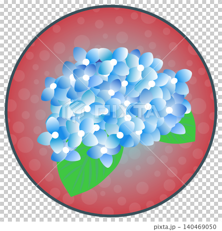 Hydrangea illustration with a circular background Hydrangea illustration with a circular background 140469050