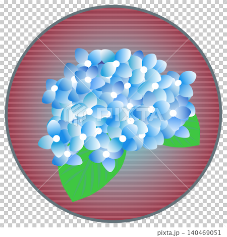Hydrangea illustration with a circular background Hydrangea illustration with a circular background 140469051