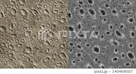 Realistic Lunar Surface Texture with Impact Craters and Rocky Terrain 140469087