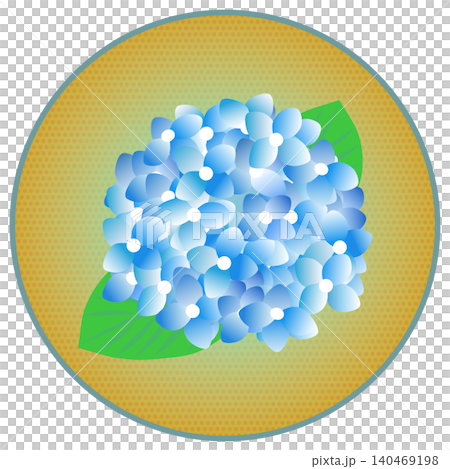 Hydrangea illustration with a circular background Hydrangea illustration with a circular background 140469198