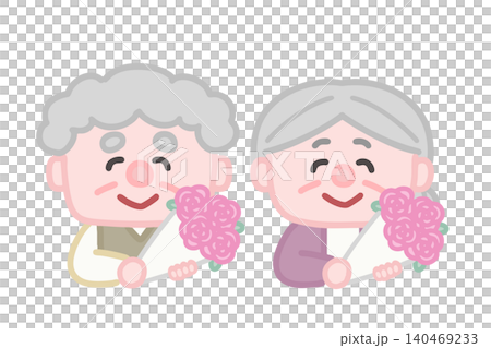 Grandparents holding a bouquet set 140469233