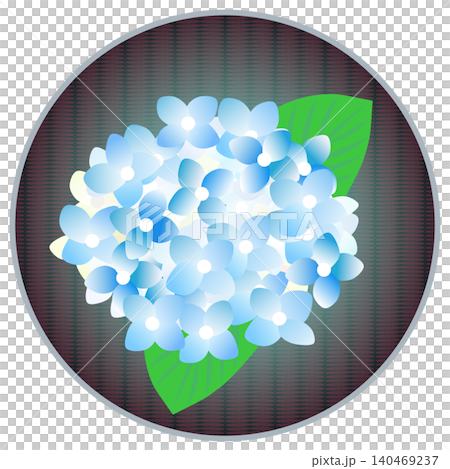 円形背景のついた紫陽花のイラスト 円形背景のついた紫陽花のイラスト 140469237