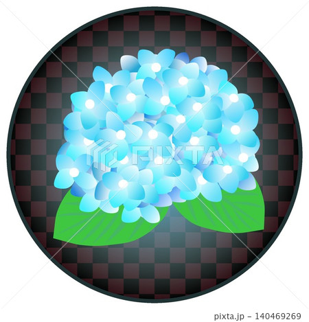 円形背景のついた紫陽花のイラスト 140469269