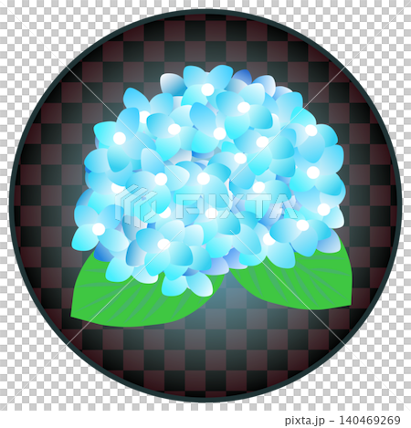 円形背景のついた紫陽花のイラスト 140469269