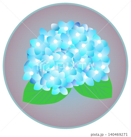円形背景のついた紫陽花のイラスト 140469271