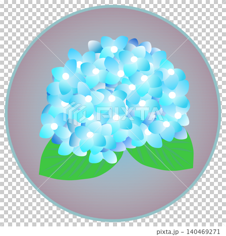円形背景のついた紫陽花のイラスト 140469271