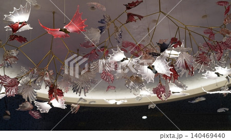 Modern Art Chandelier with Floral Glass Decor Modern Art Chandelier with Floral Glass Decor 140469440