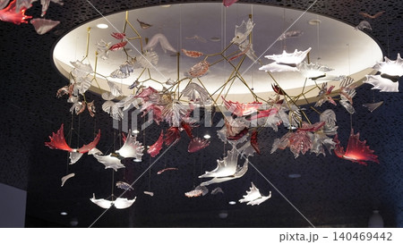 Artistic Chandelier with Glass Leaves Contemporary Design 140469442