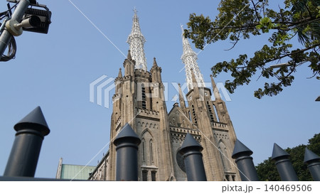 Jakarta Cathedral Neogothic Architecture Under Blue Sky Jakarta Cathedral Neogothic Architecture Under Blue Sky 140469506
