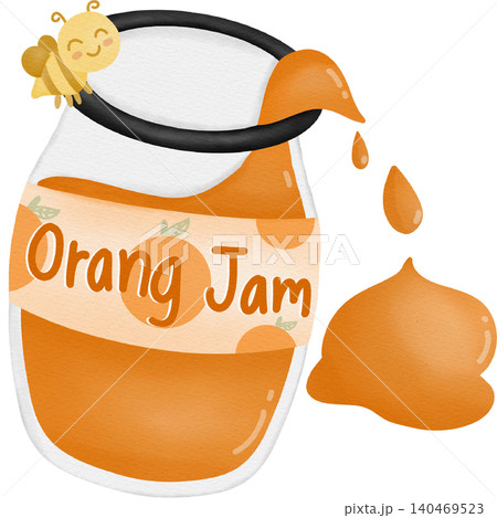 Orange jam in jar hand drawn illustration Orange jam in jar hand drawn illustration 140469523