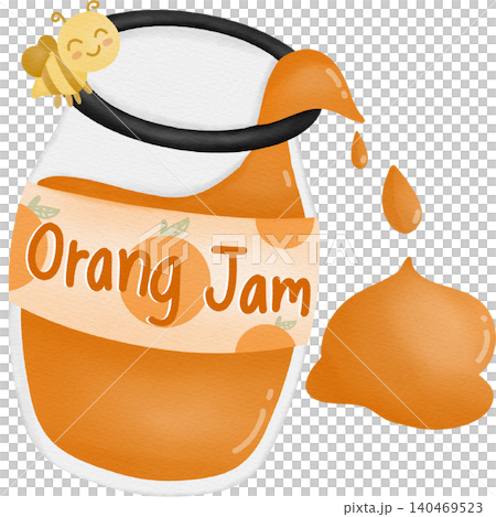 Orange jam in jar hand drawn illustration Orange jam in jar hand drawn illustration 140469523
