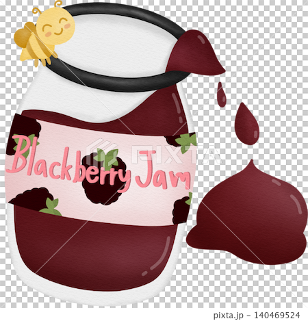 Blackberry jam in jar hand drawn illustration Blackberry jam in jar hand drawn illustration 140469524