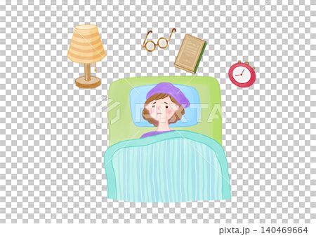 布団で眠れず困っている女性 布団で眠れず困っている女性 140469664