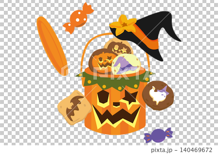 An illustration of Halloween candy popping out of a pumpkin ghost paint can. An illustration of Halloween candy popping out of a pumpkin ghost paint can. 140469672