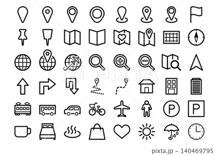 地図・ナビ用アイコン48個セット 地図・ナビ用アイコン48個セット 140469795