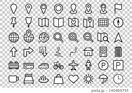 地図・ナビ用アイコン48個セット 地図・ナビ用アイコン48個セット 140469795
