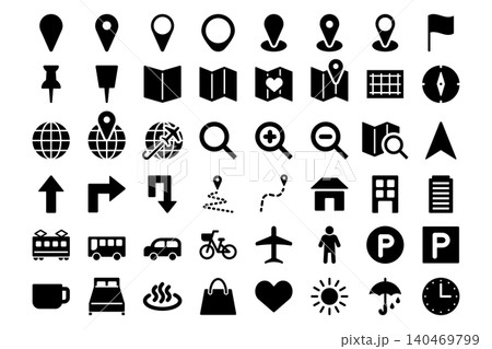 地図・ナビ用アイコン48個セット 地図・ナビ用アイコン48個セット 140469799