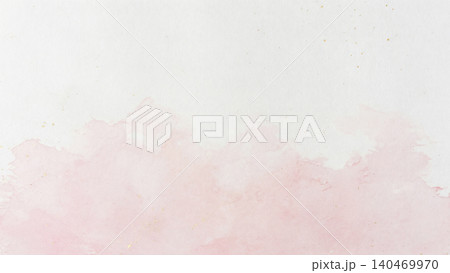 白和紙の下部から淡い桜色の水彩と金粉が滲む上品な素材 白和紙の下部から淡い桜色の水彩と金粉が滲む上品な素材 140469970