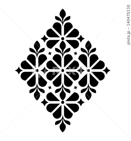 Damask graphic ornament. Floral design element. Black and white vector pattern. 140470138