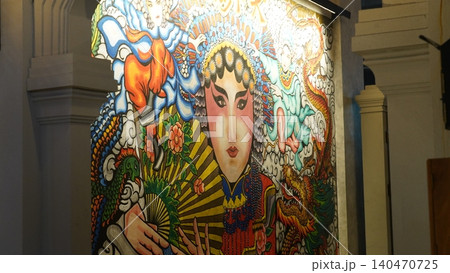 Colorful Mural of Chinese Opera Performer on a Wall Colorful Mural of Chinese Opera Performer on a Wall 140470725