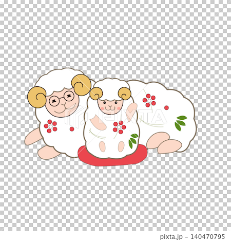 New Year's sheep illustration New Year's sheep illustration 140470795