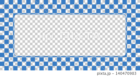 Japanese-style frame with a checkered pattern in a dayflower blue color, with copy space. (Blue, light blue) 140470983