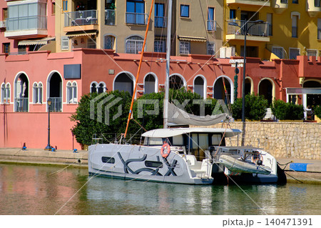 luxury catamaran at the pier luxury catamaran at the pier 140471391