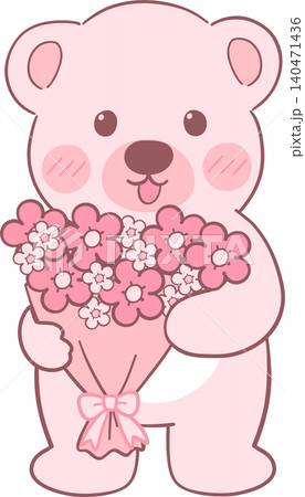 Bear Character Pastel Pink Animal Illustration Bear Character Pastel Pink Animal Illustration 140471436