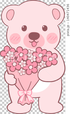 Bear Character Pastel Pink Animal Illustration Bear Character Pastel Pink Animal Illustration 140471436