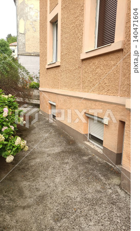 Hydrangeas growing next to residential building in croatia 140471604