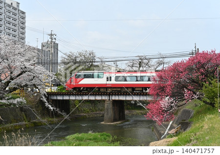 桜満開の犬山線1200系パノラマスーパー 140471757